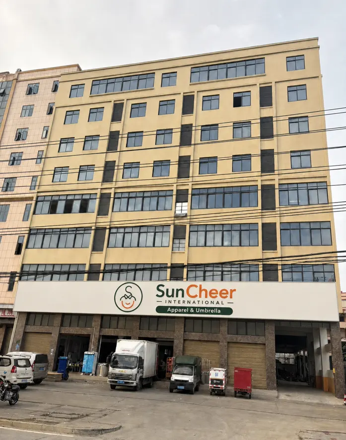 SunCheer International puffer jacket factory exterior in Fujian, China