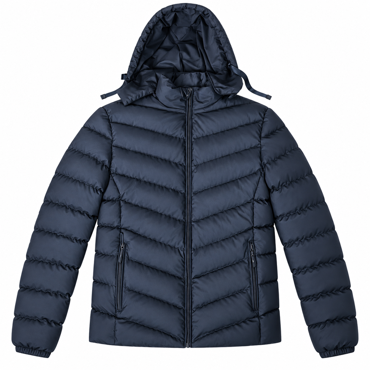 Men's Chevron-Quilt Hooded Padded Jacket, style S-117