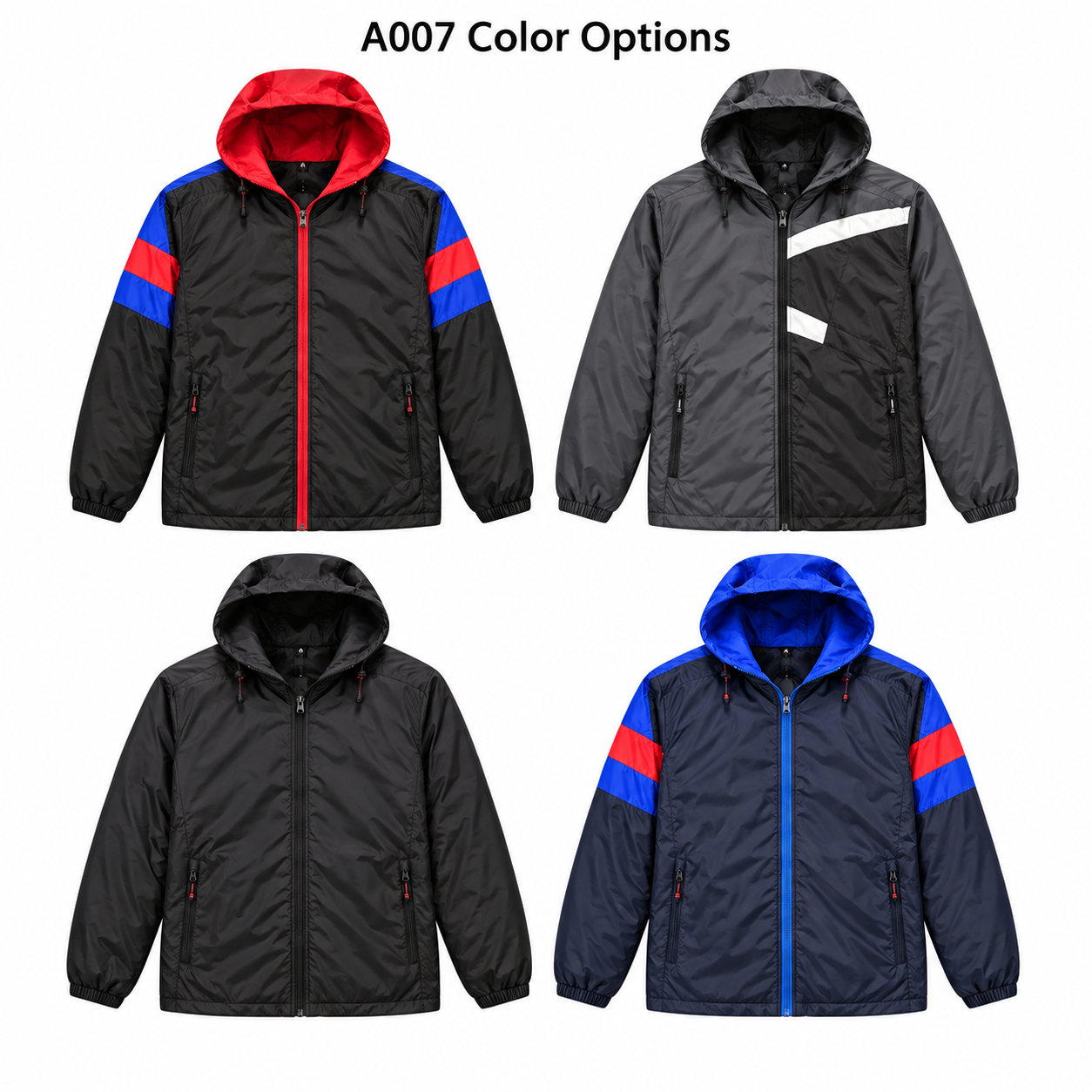 A007 men's lightweight padded jacket color options in black, gray and navy combinations - SunCheer Apparel
