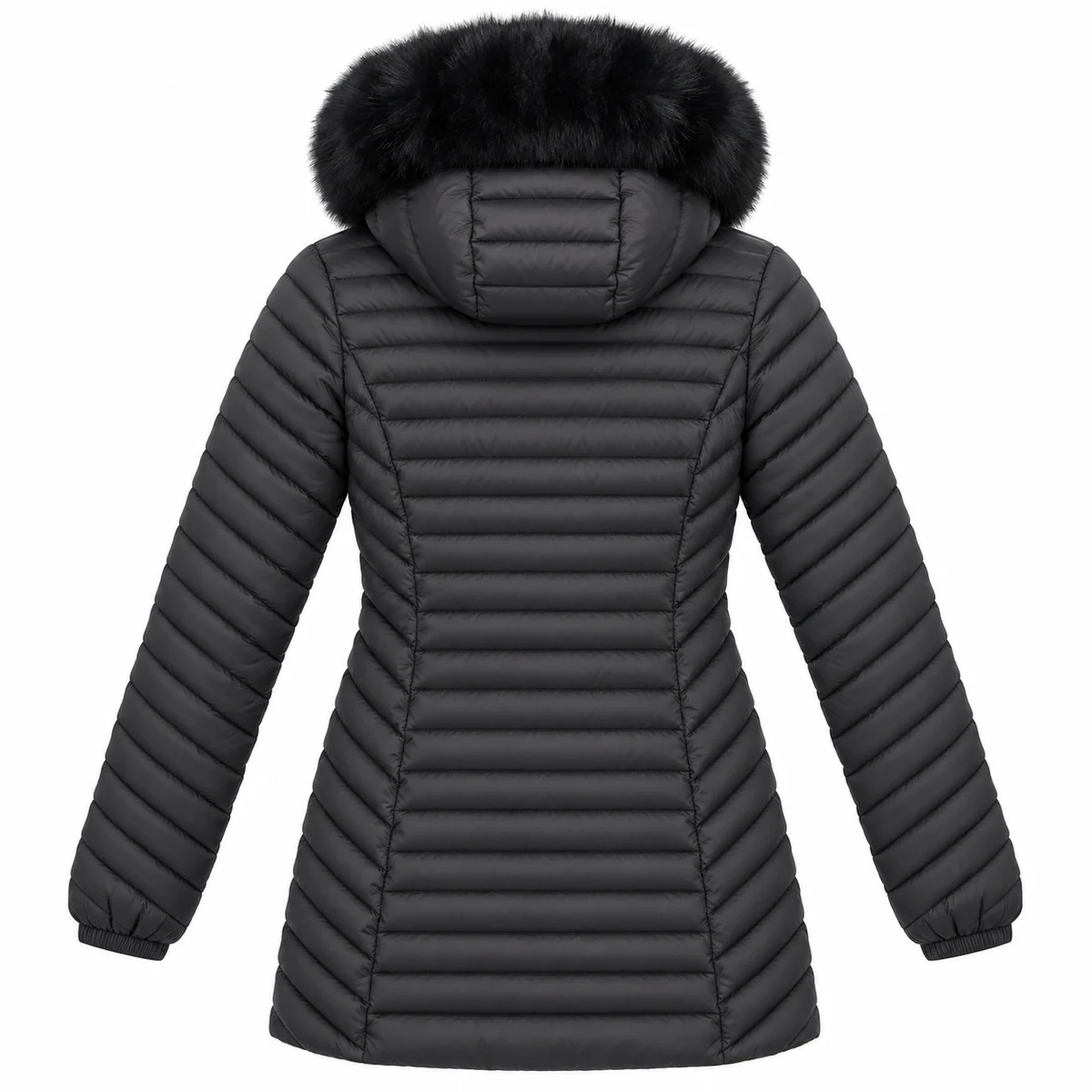 Women's Faux Fur Hooded Slim-Fit Quilted Padded Jacket