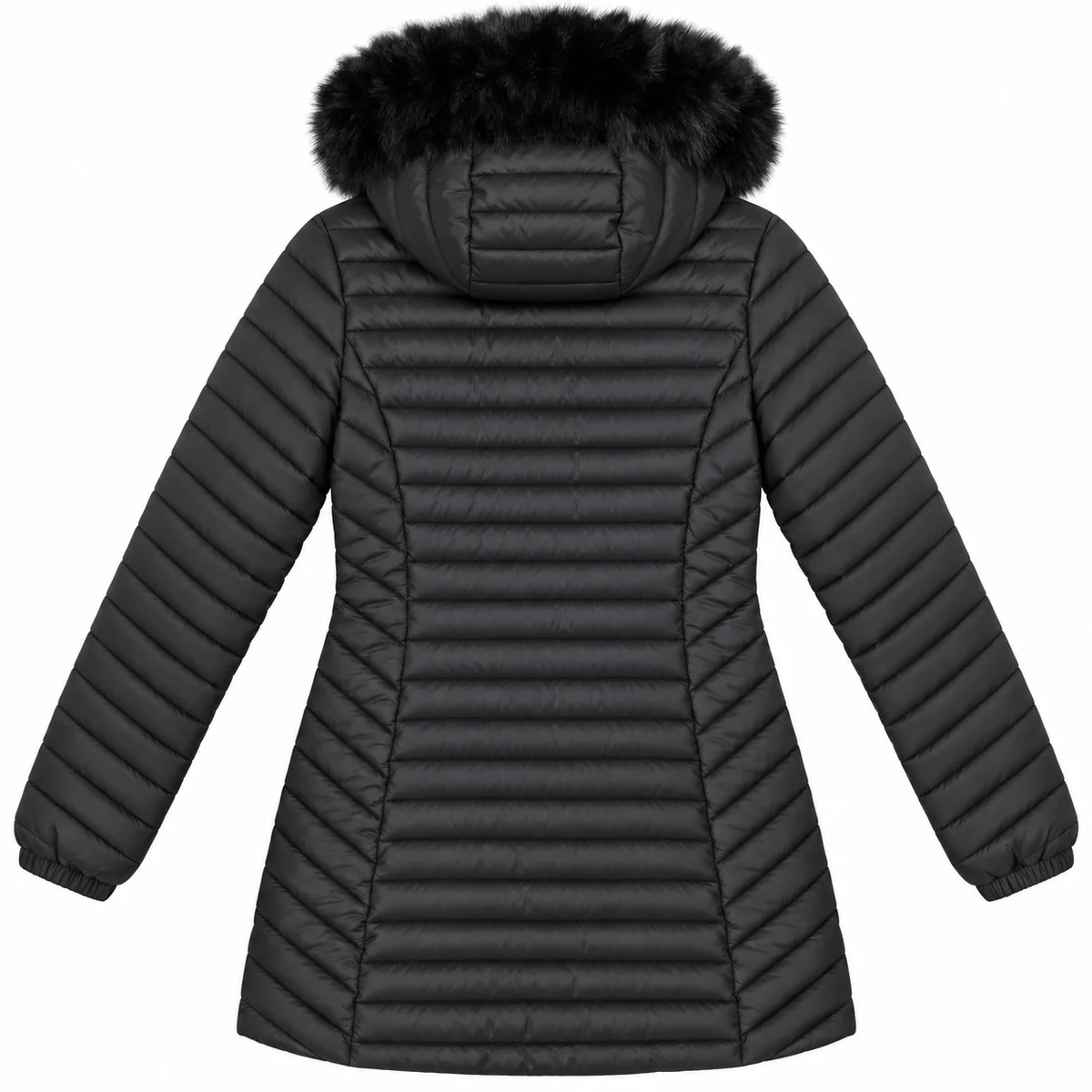 Women's Longline Faux Fur Hooded Quilted Padded Jacket
