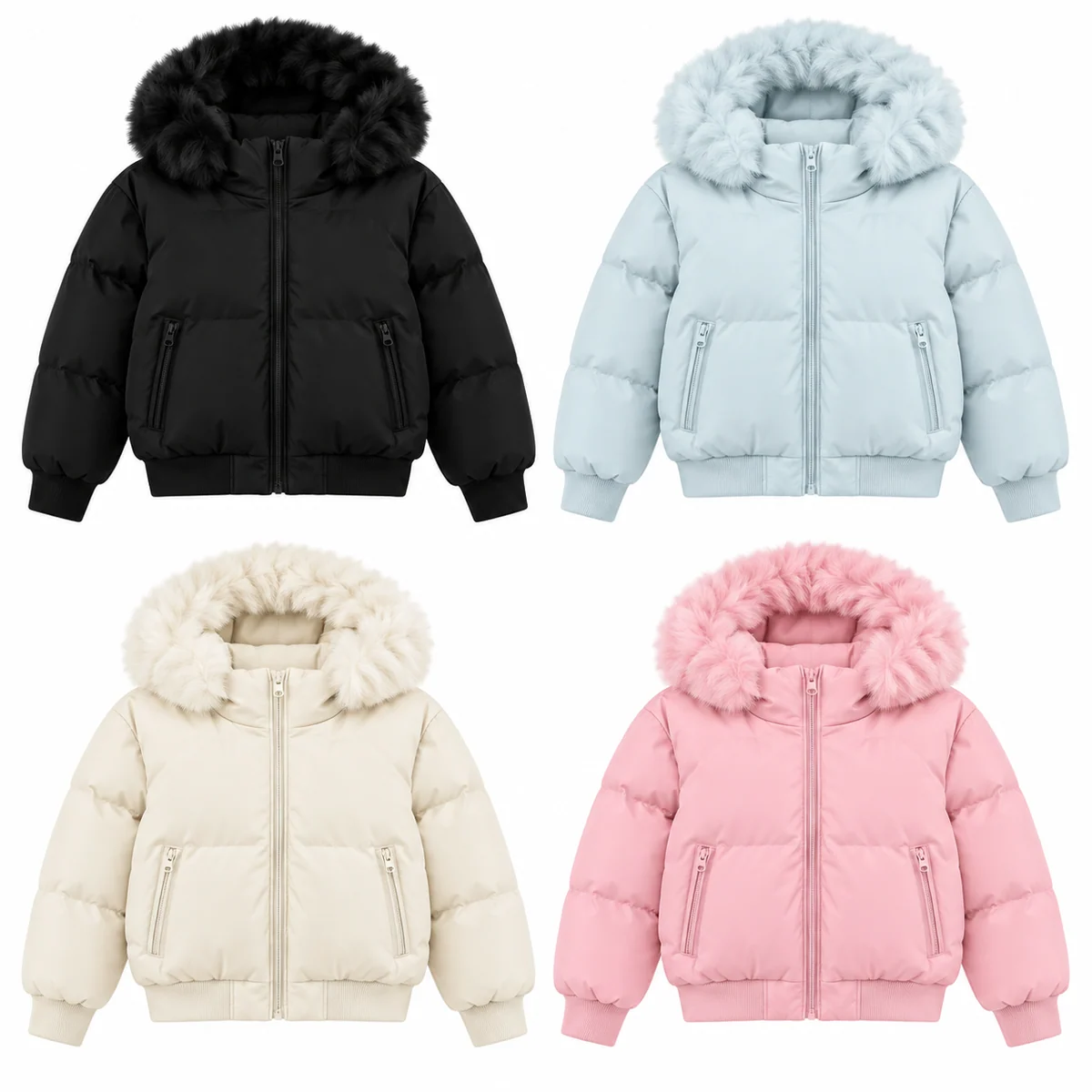 Women's Faux Fur Hooded Short Padded Jacket