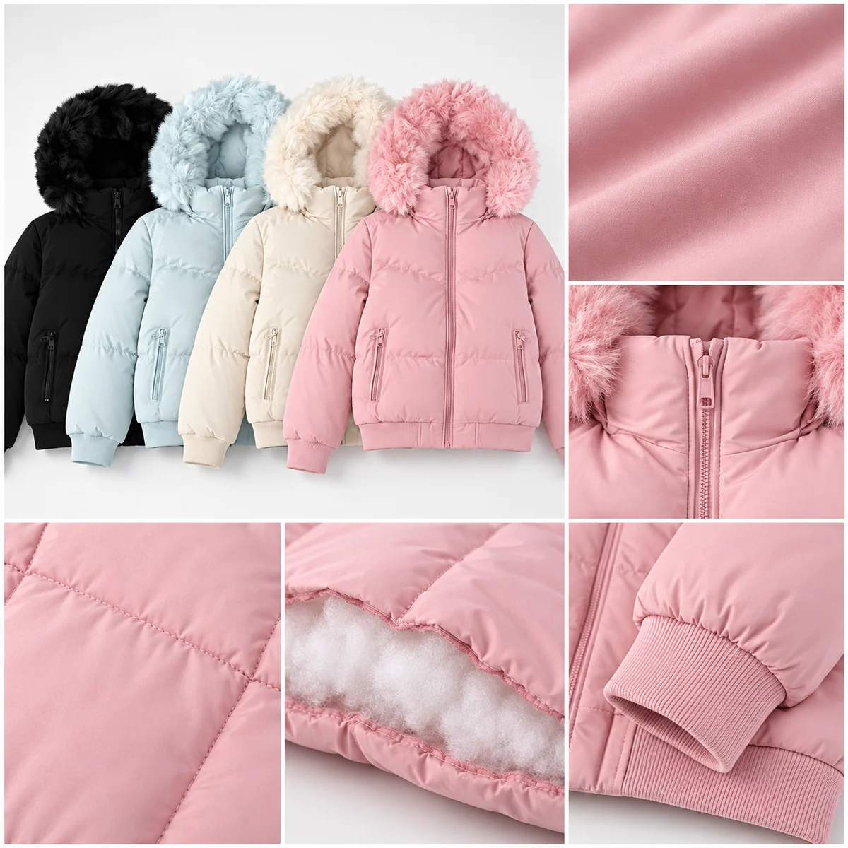 Women's Faux Fur Hooded Short Padded Jacket