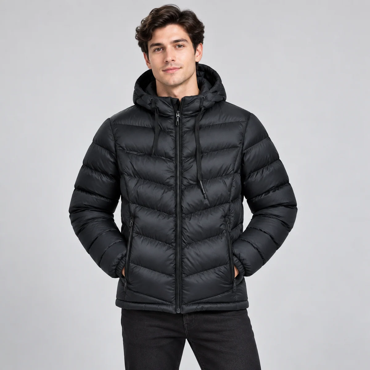 Men's Hooded Quilted Padded Jacket