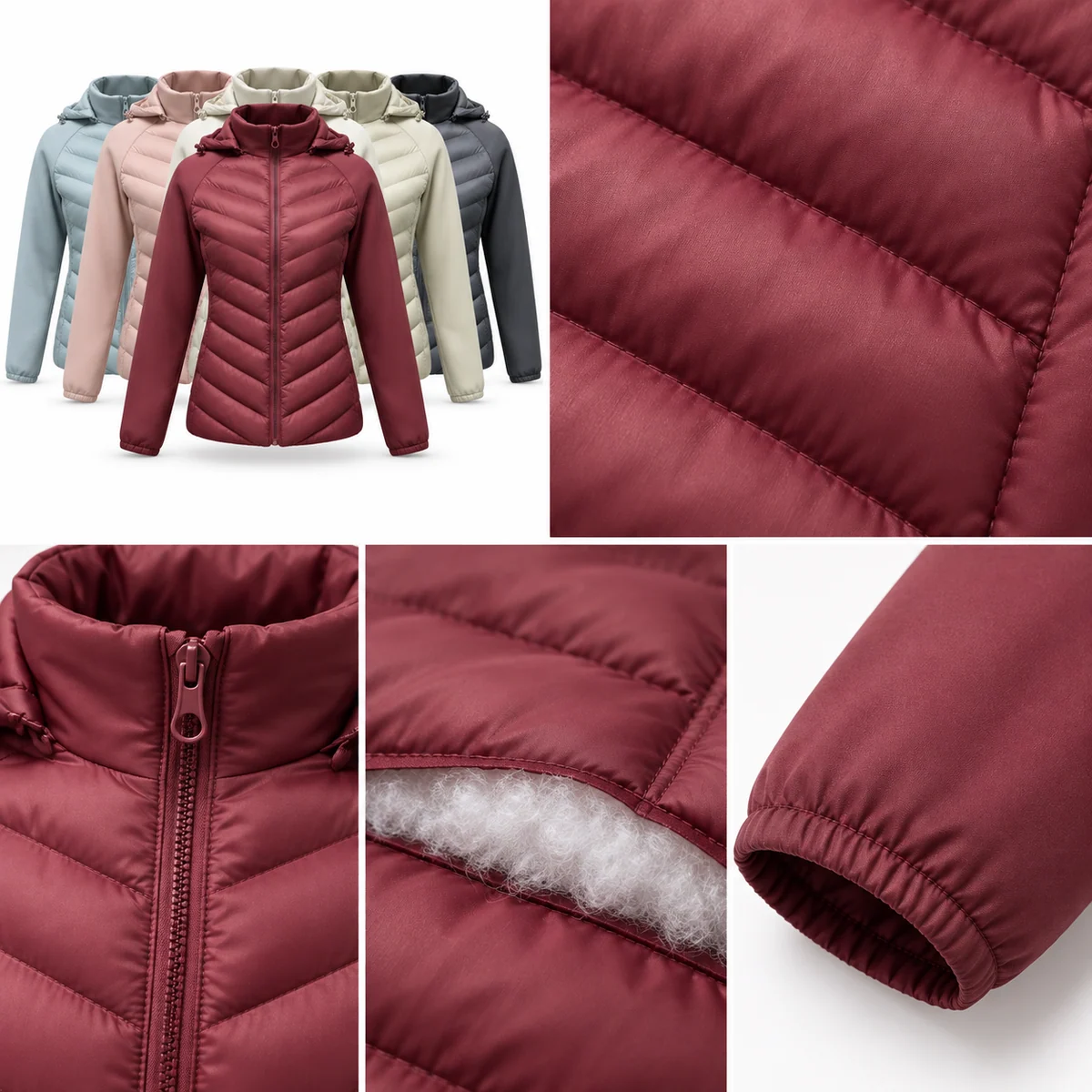 Women's Diagonal Quilted Lightweight Padded Jacket