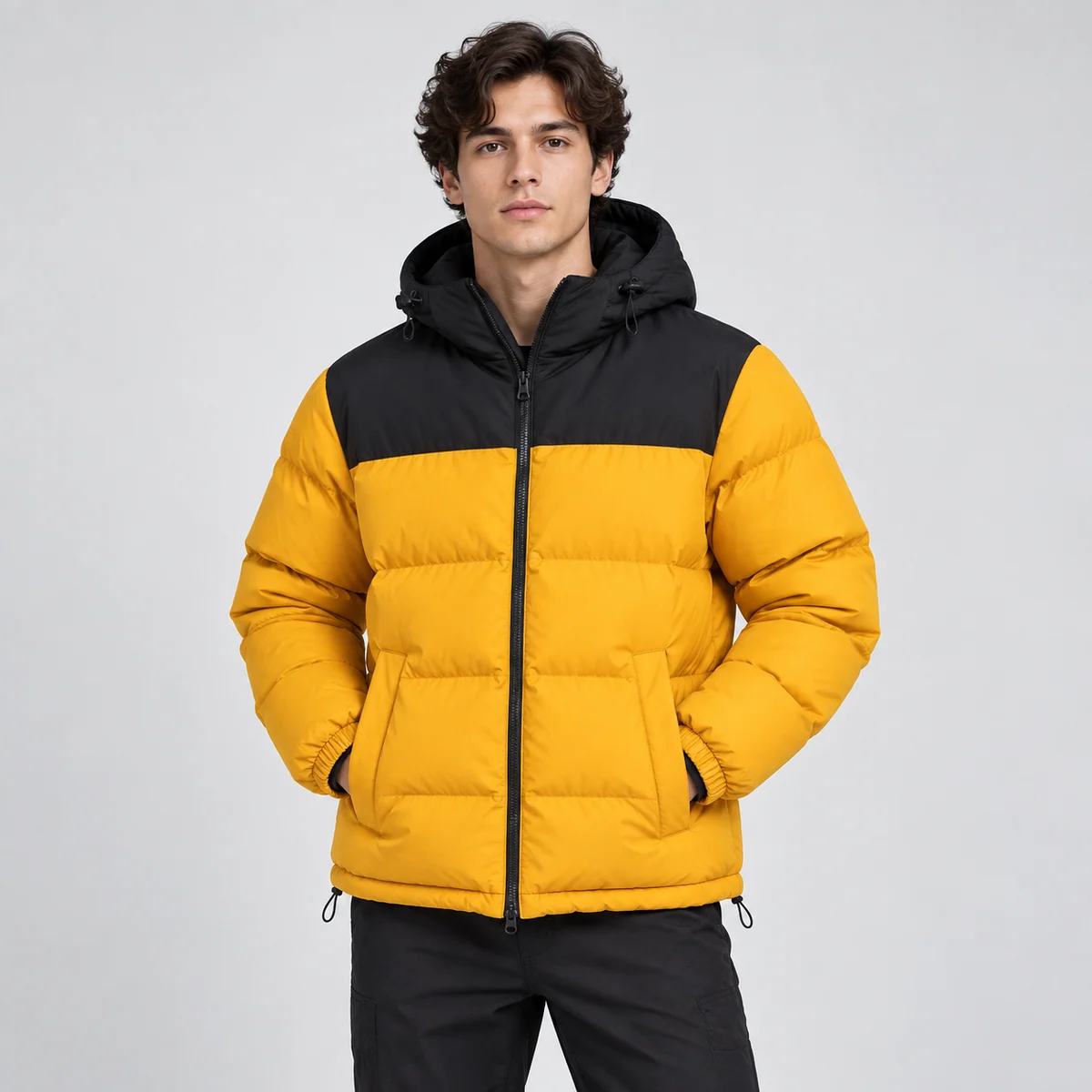 Men's Colorblock Hooded Padded Jacket