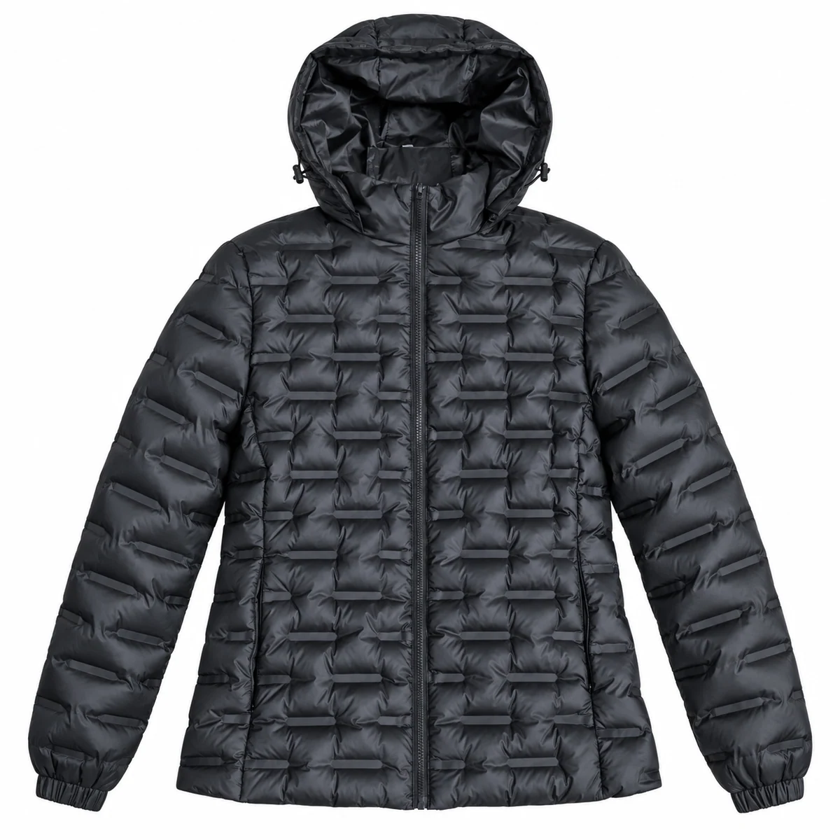 Women's Hooded Geometric Quilted Padded Jacket