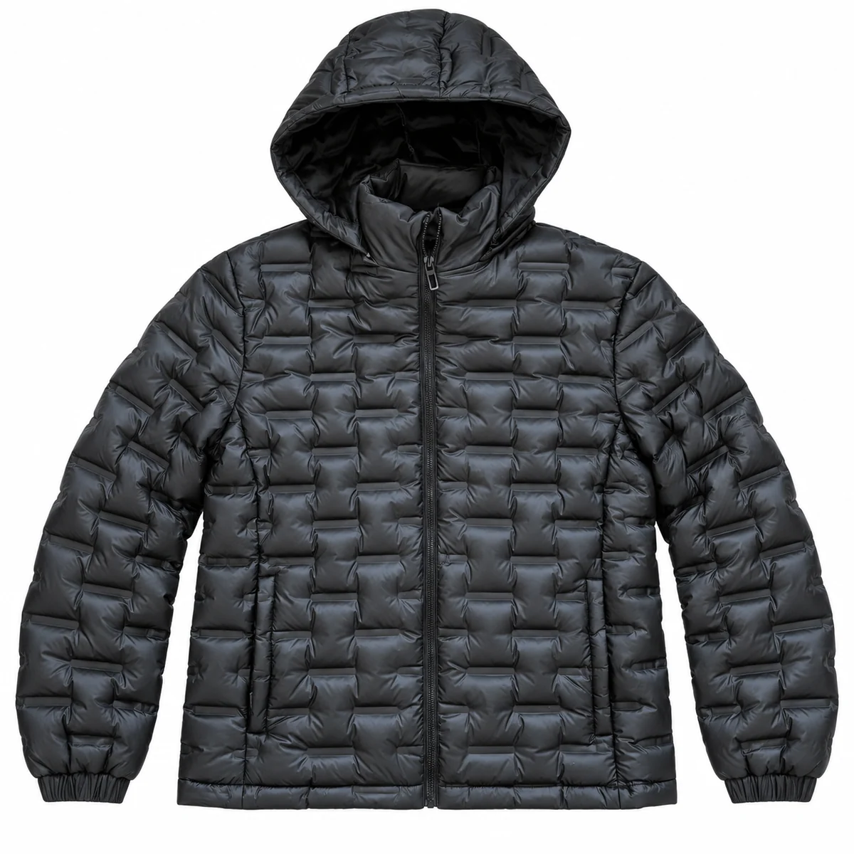 Men's Hooded Patterned Quilted Padded Jacket