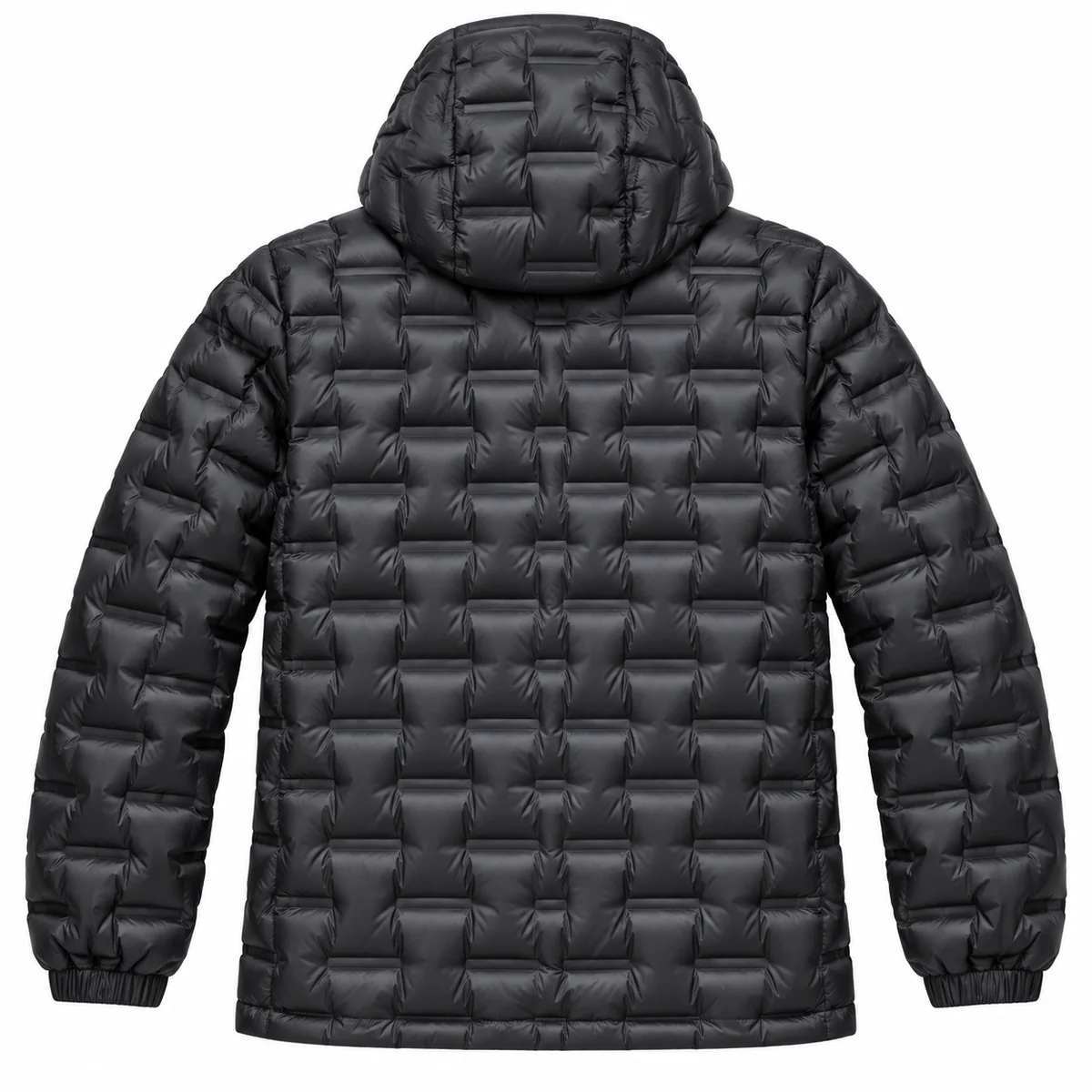 Men's Hooded Patterned Quilted Padded Jacket