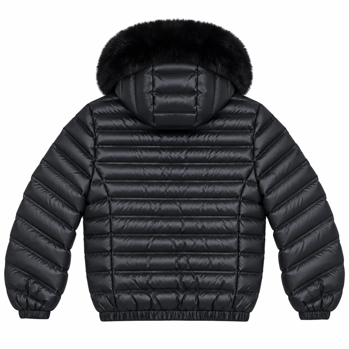 Men's Faux Fur Hooded Horizontal Quilted Padded Jacket