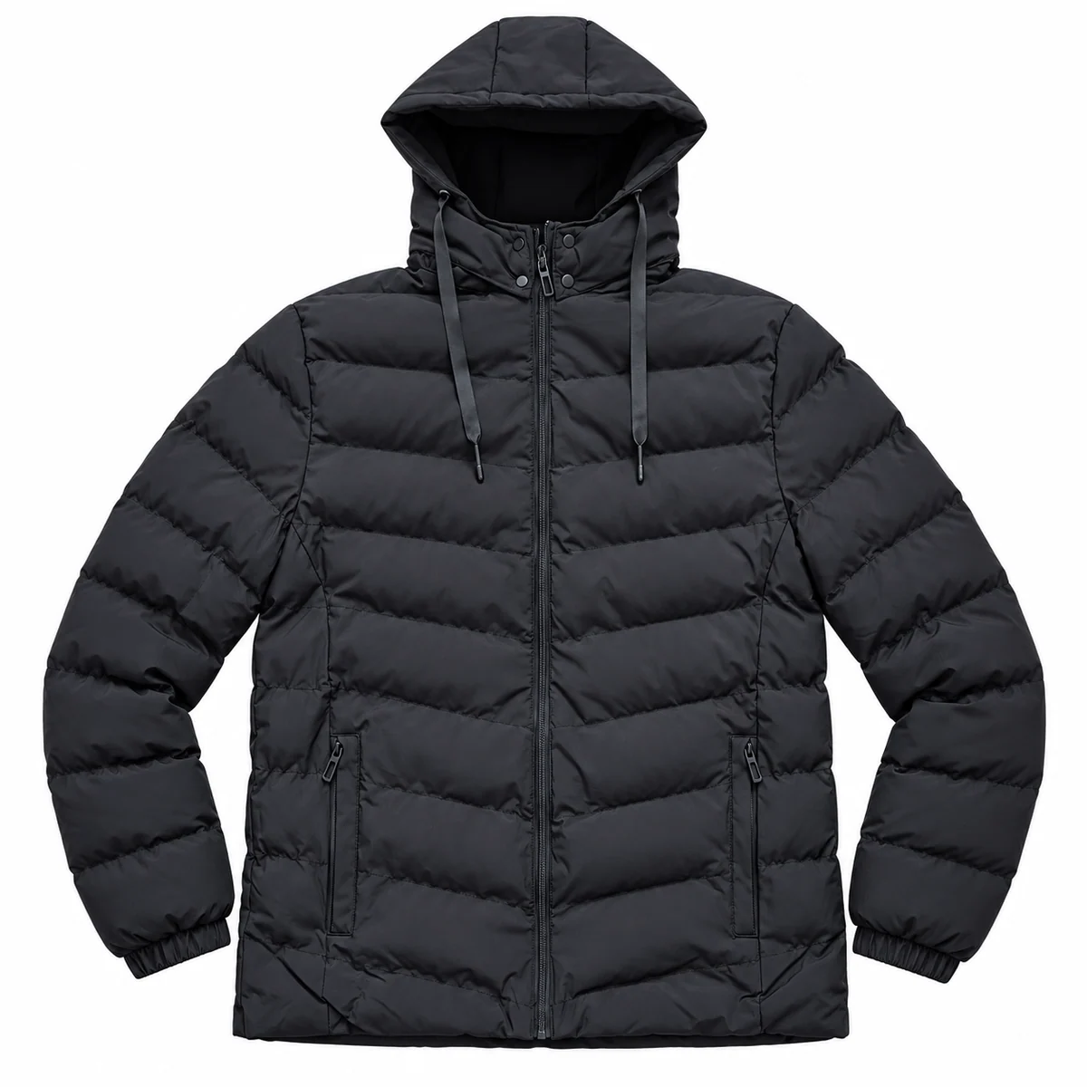 Men's Hooded Horizontal Baffle Padded Jacket