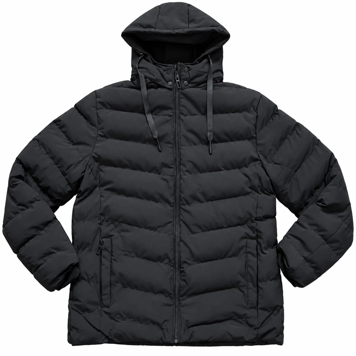 Men's Hooded Horizontal Baffle Padded Jacket