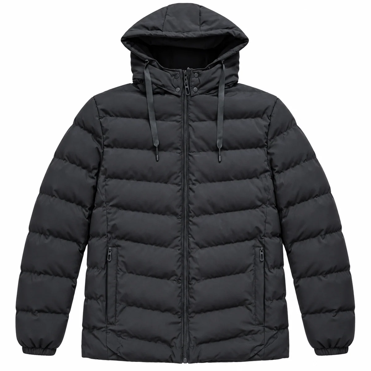 Men's Hooded Horizontal Baffle Padded Jacket