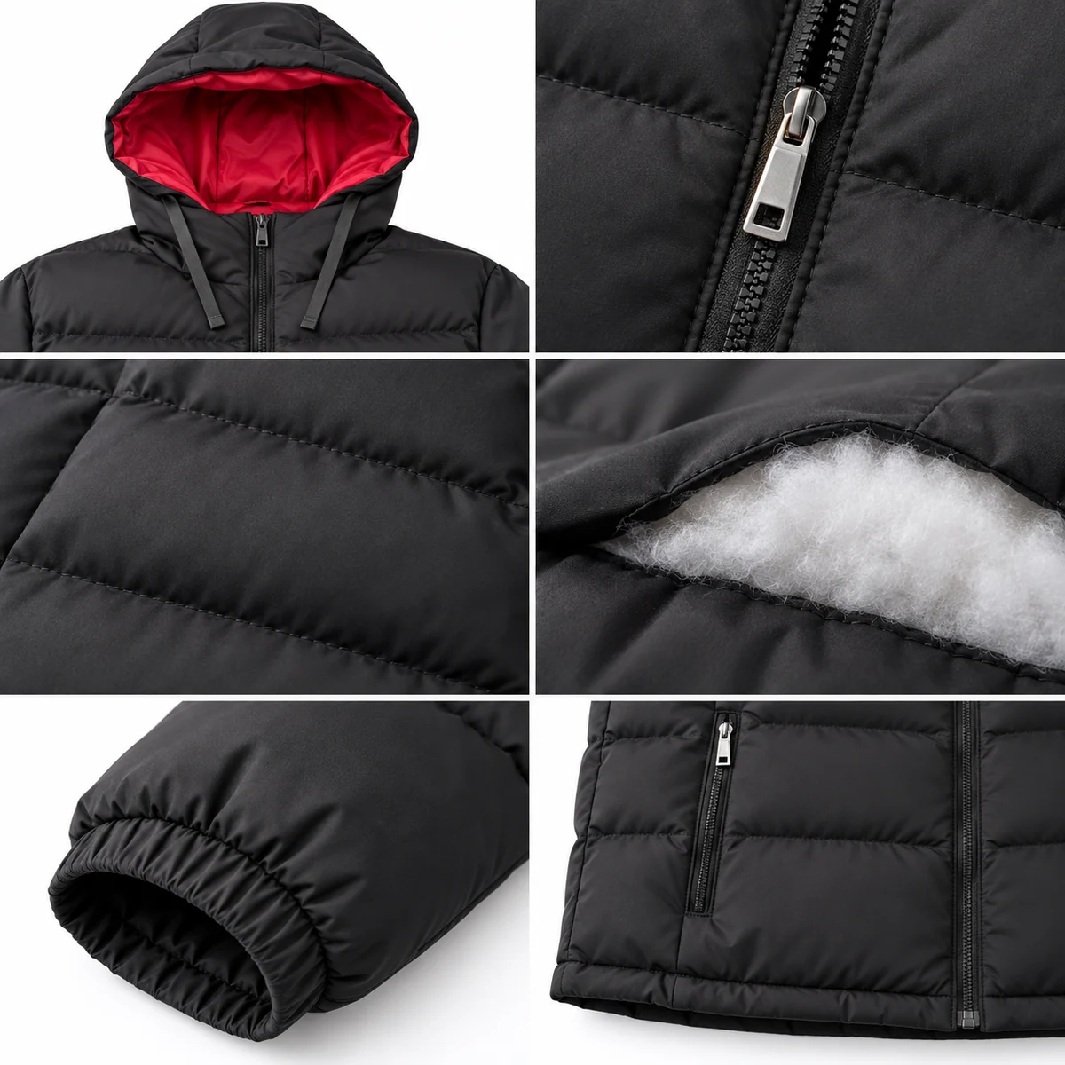 Men's Hooded Contrast-Lining Padded Jacket
