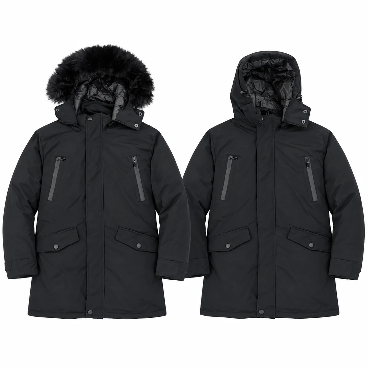 Men's Faux Fur Hooded Long Padded Jacket