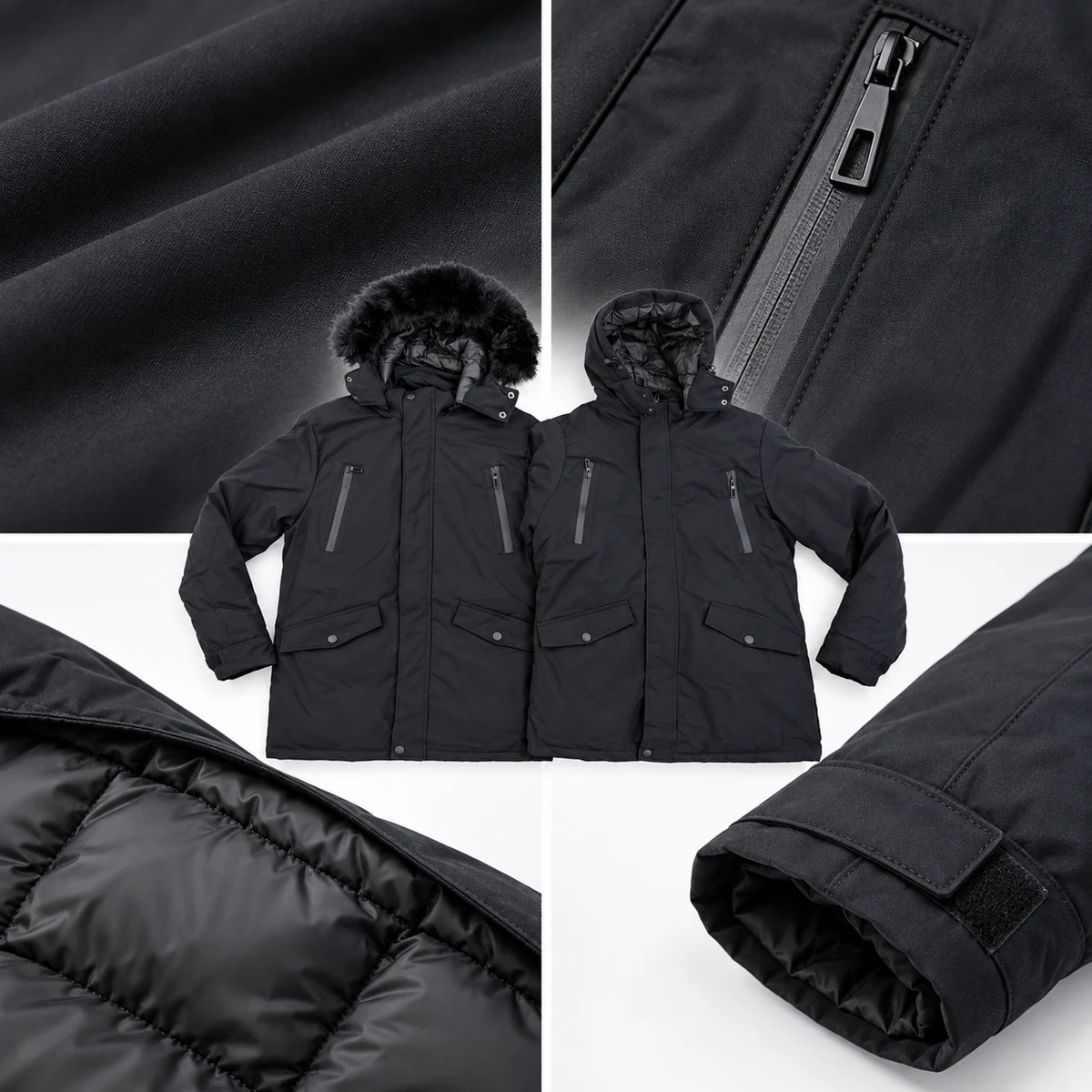 Men's Faux Fur Hooded Long Padded Jacket