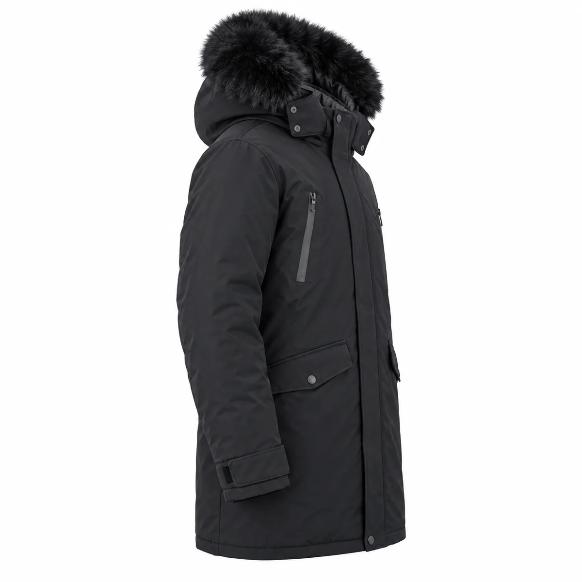 Men's Faux Fur Hooded Long Padded Jacket