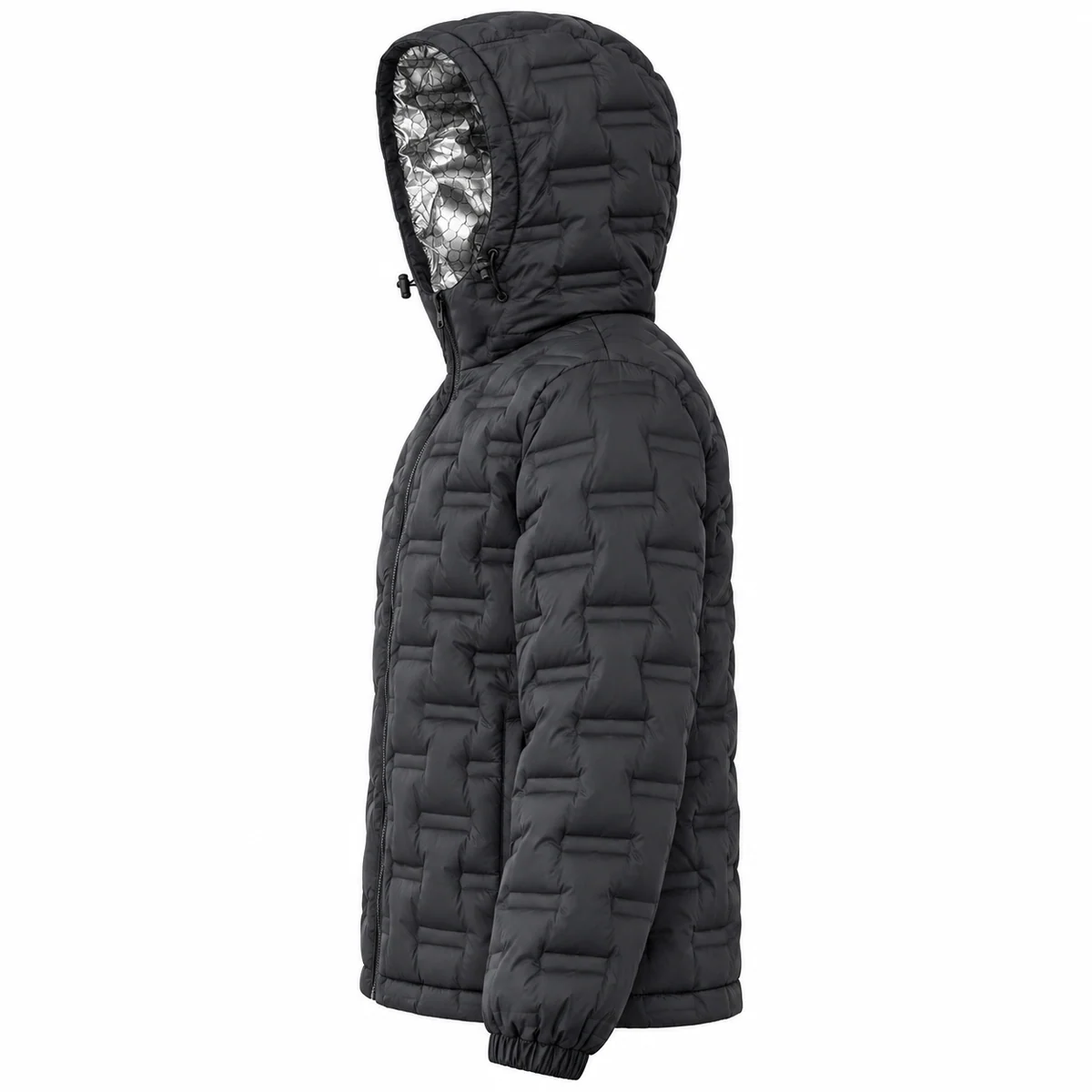 Men's Hooded Patterned Quilted Padded Jacket