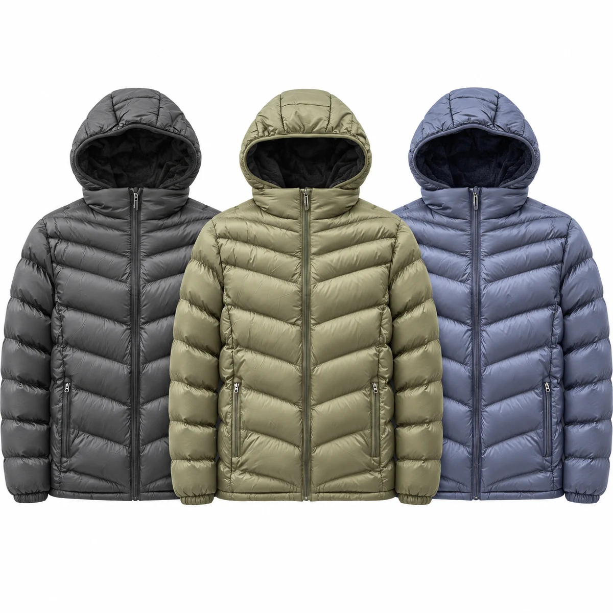 Men's Fleece-Lined Hooded Padded Jacket - 4015C, style 4015C