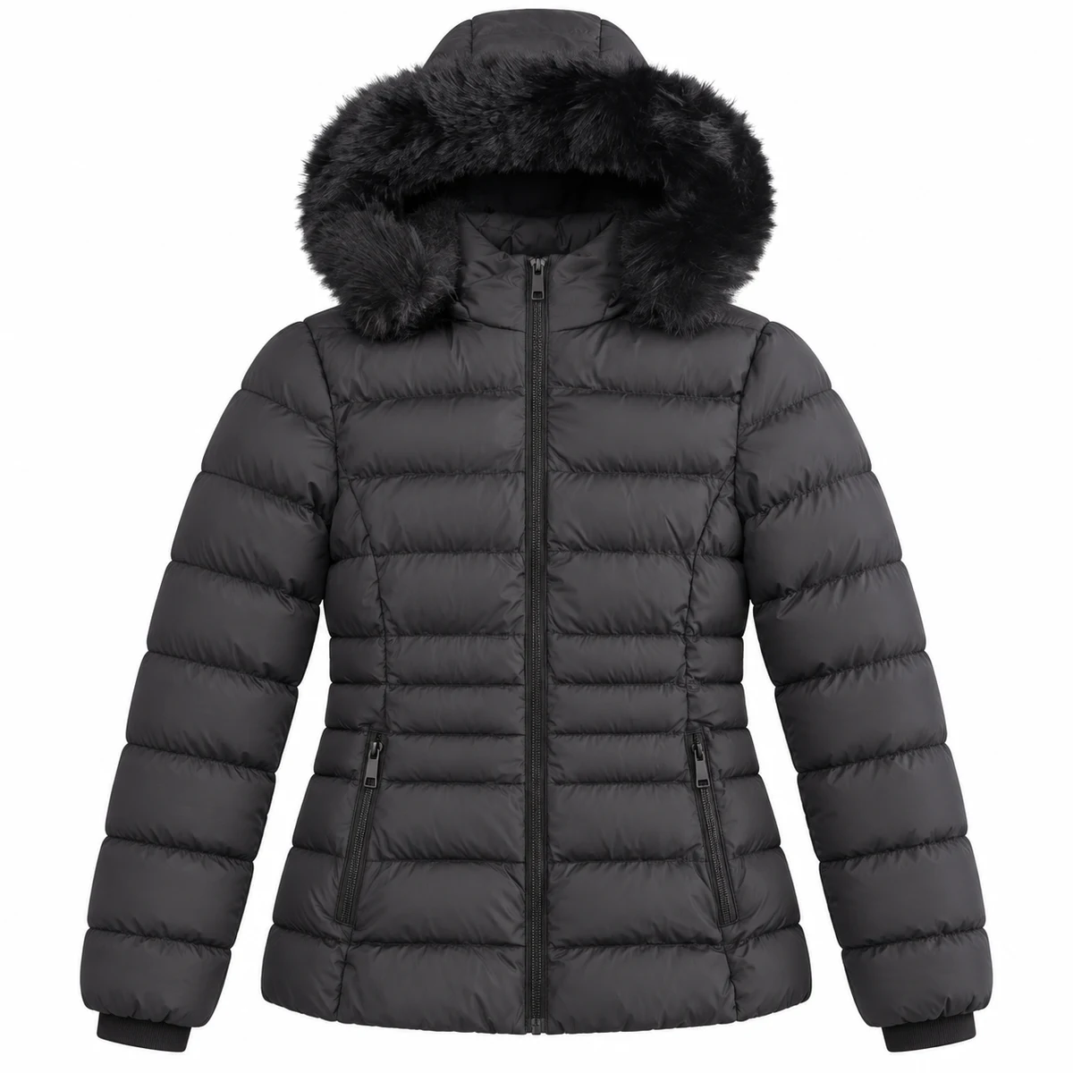 Women's Faux Fur Hooded Padded Jacket - 665, style 665