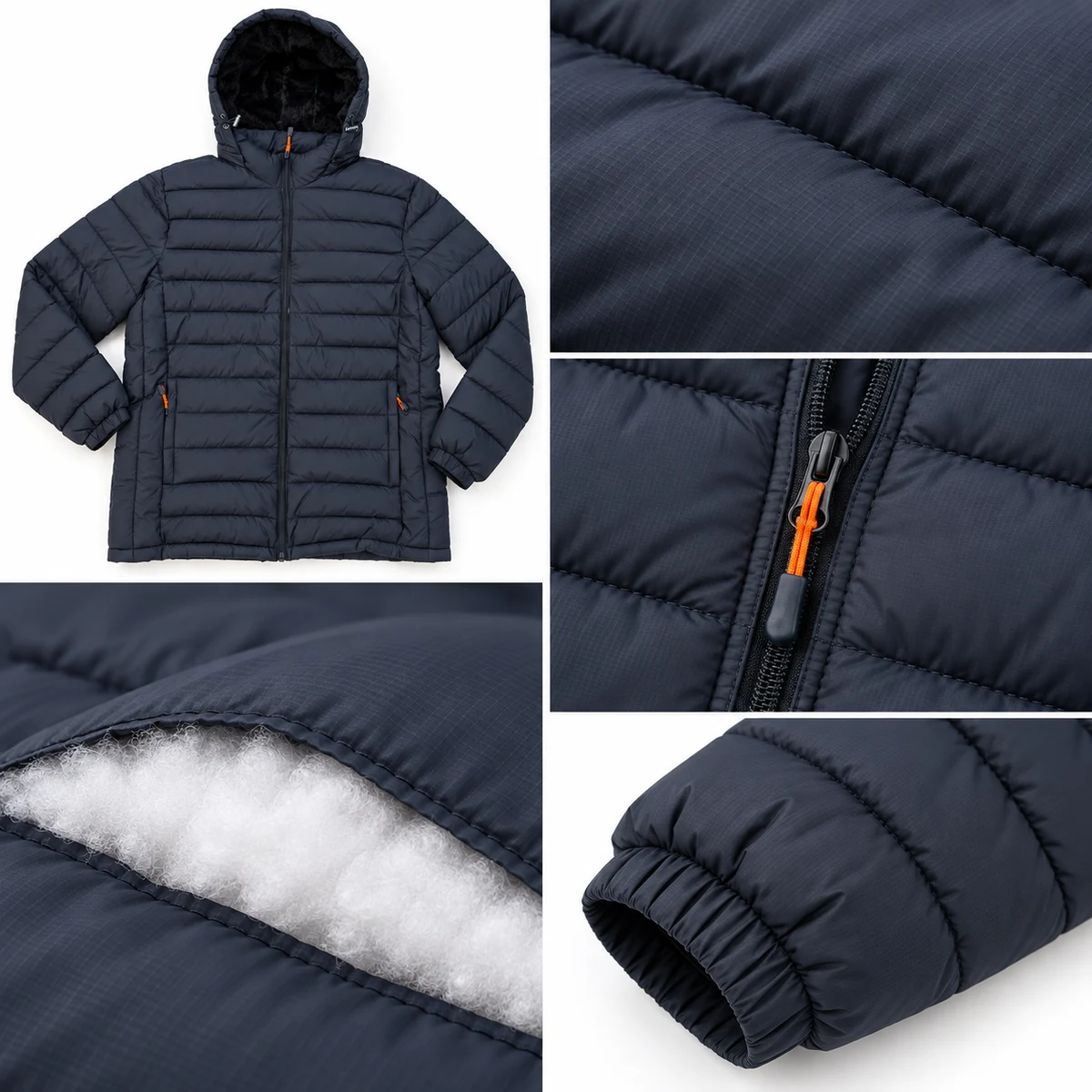 Men's Fleece-Lined Hooded Padded Jacket - 819B