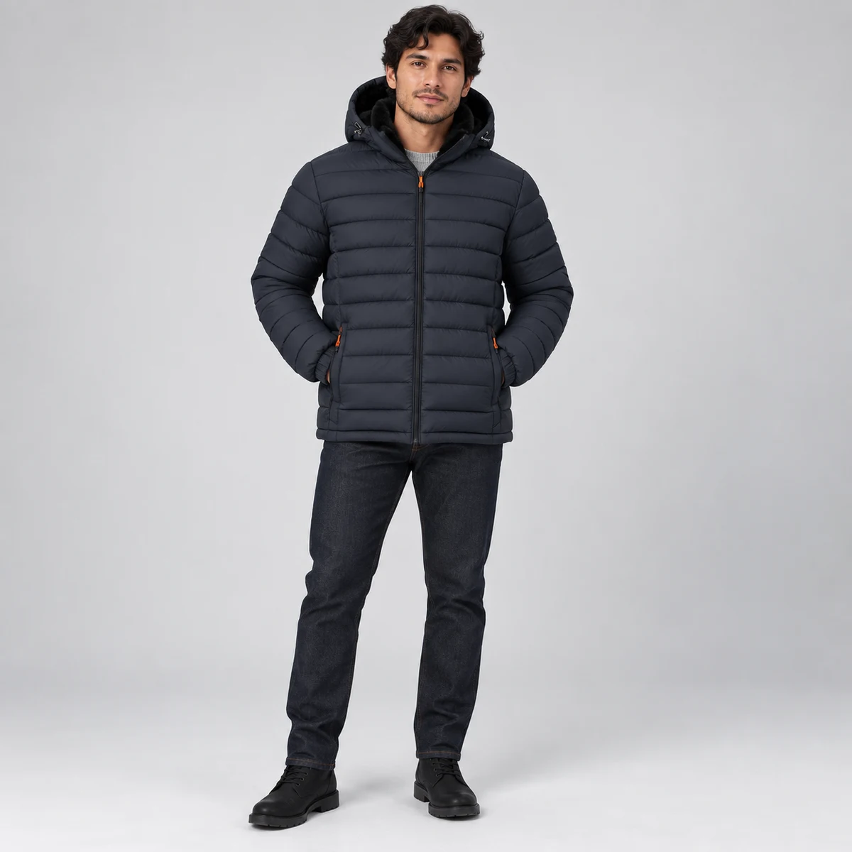Men's Fleece-Lined Hooded Padded Jacket - 819B