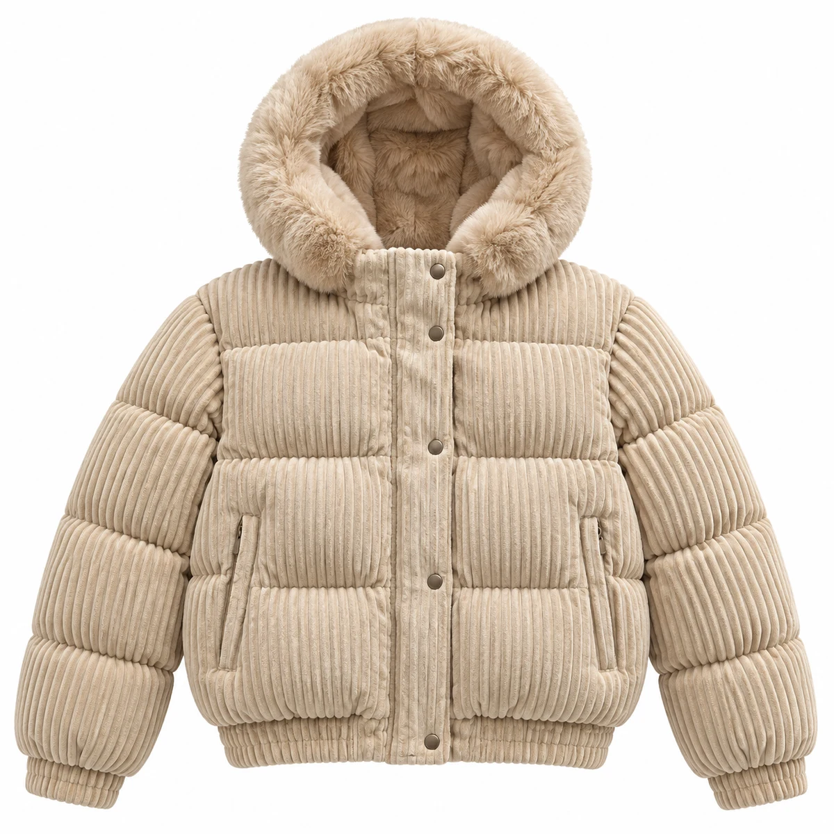 Women's Faux Fur Corduroy Padded Jacket - 928E, style 928E