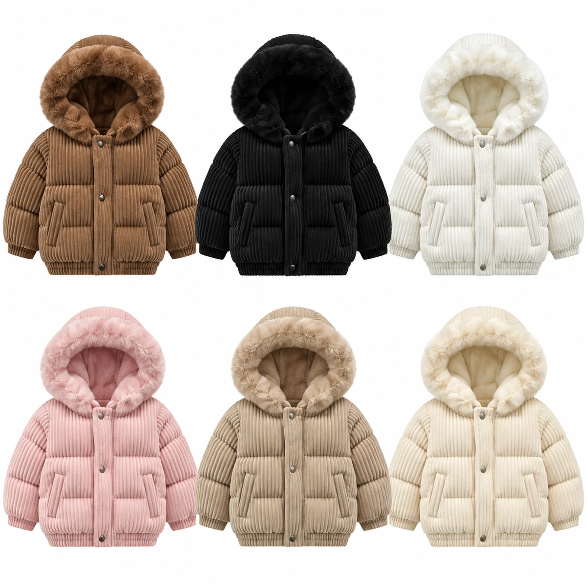 Women's Faux Fur Corduroy Padded Jacket - 928E
