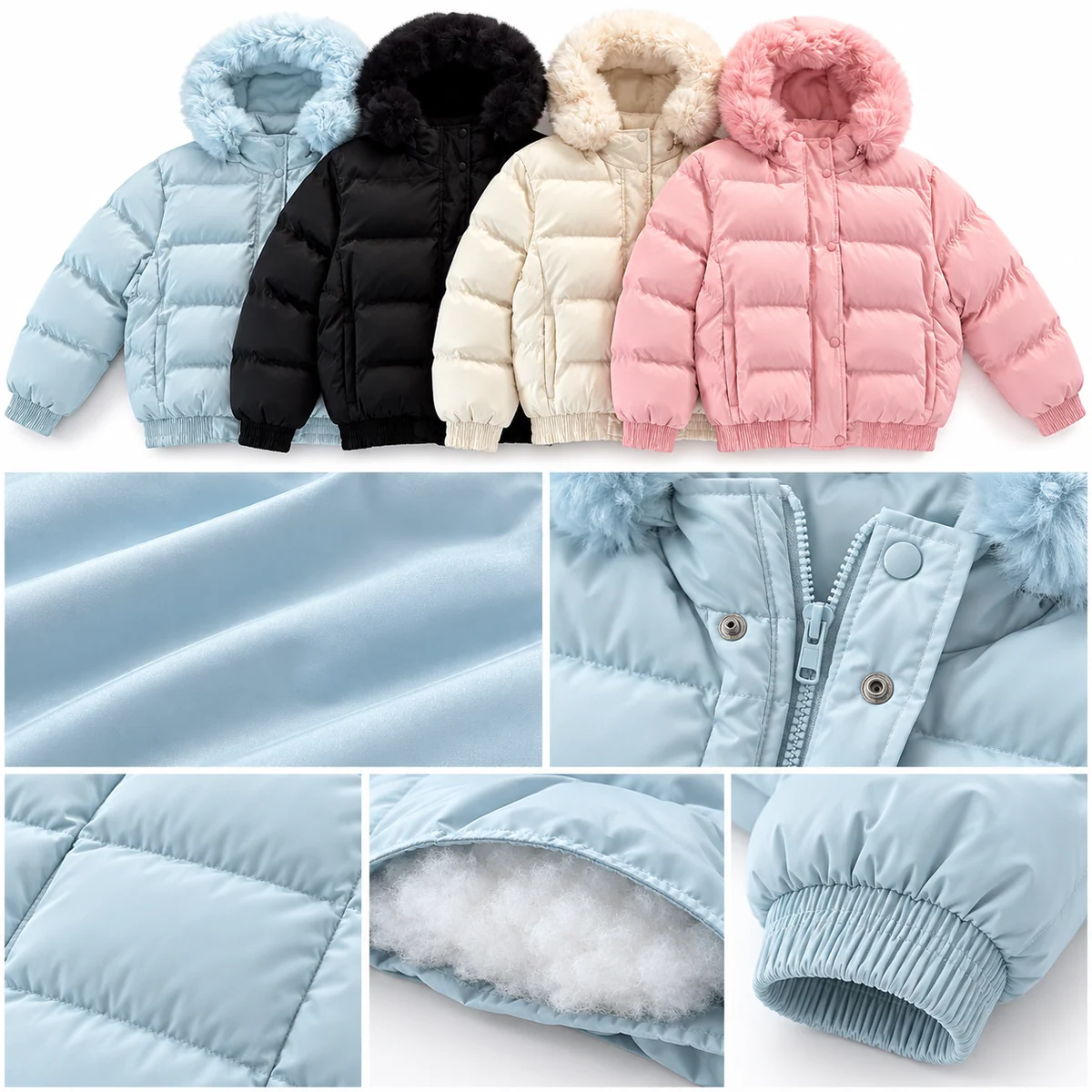Women's Faux Fur Hooded Padded Jacket - 998C