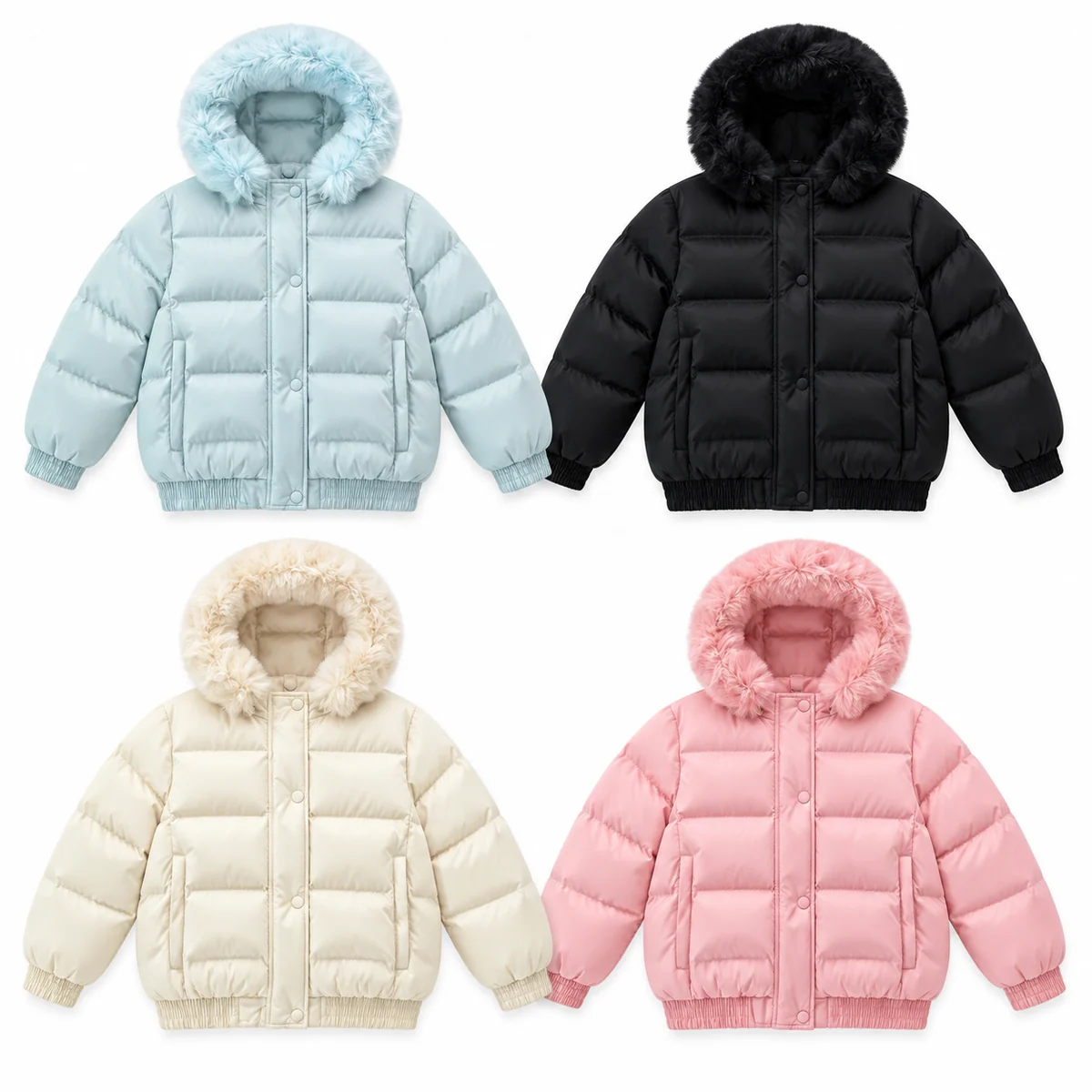 Women's Faux Fur Hooded Padded Jacket - 998C