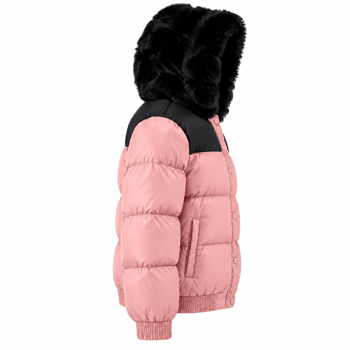 Women's Faux Fur Colorblock Padded Jacket - AD818C