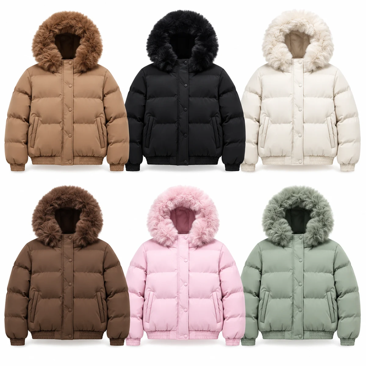 Women's Faux Fur Hooded Padded Jacket - AD929C