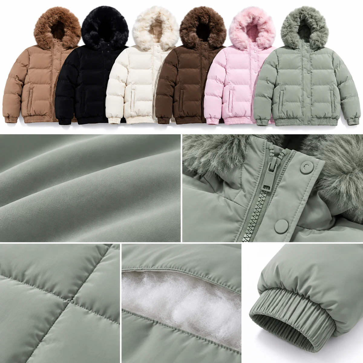 Women's Faux Fur Hooded Padded Jacket - AD929C