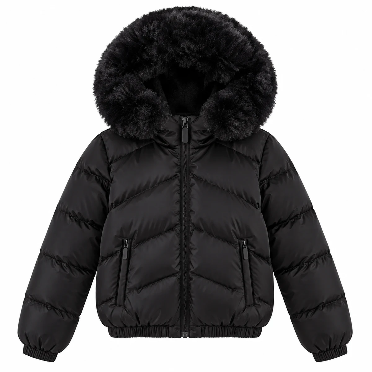 Women's Faux Fur Hooded Padded Jacket - AD929D, style AD929D