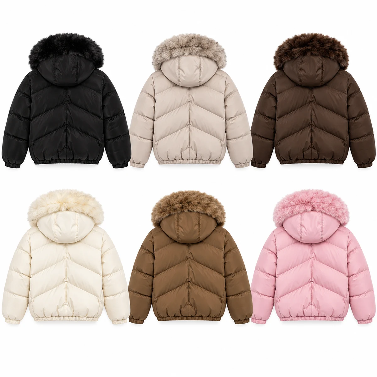 Women's Faux Fur Hooded Padded Jacket - AD929D