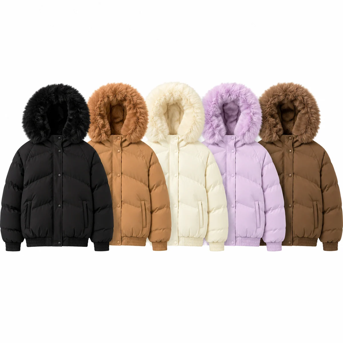 Women's Faux Fur Hooded Padded Jacket - AD929E