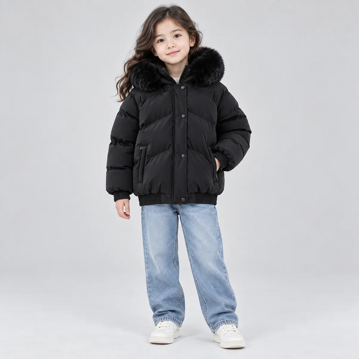 Women's Faux Fur Hooded Padded Jacket - AD929E