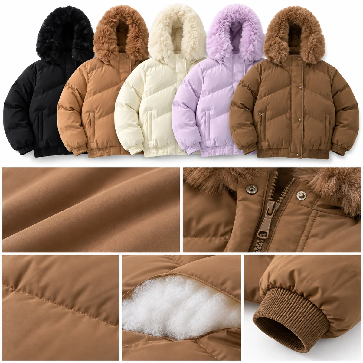 Women's Faux Fur Hooded Padded Jacket - AD929E