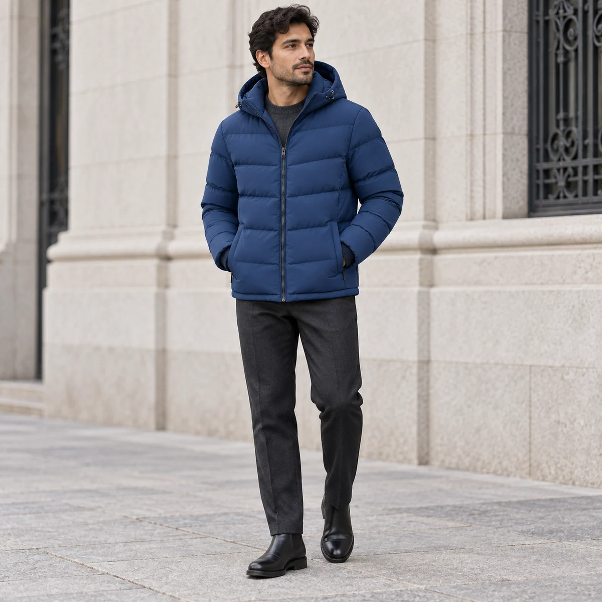 Men's Hooded Padded Jacket - AD989A
