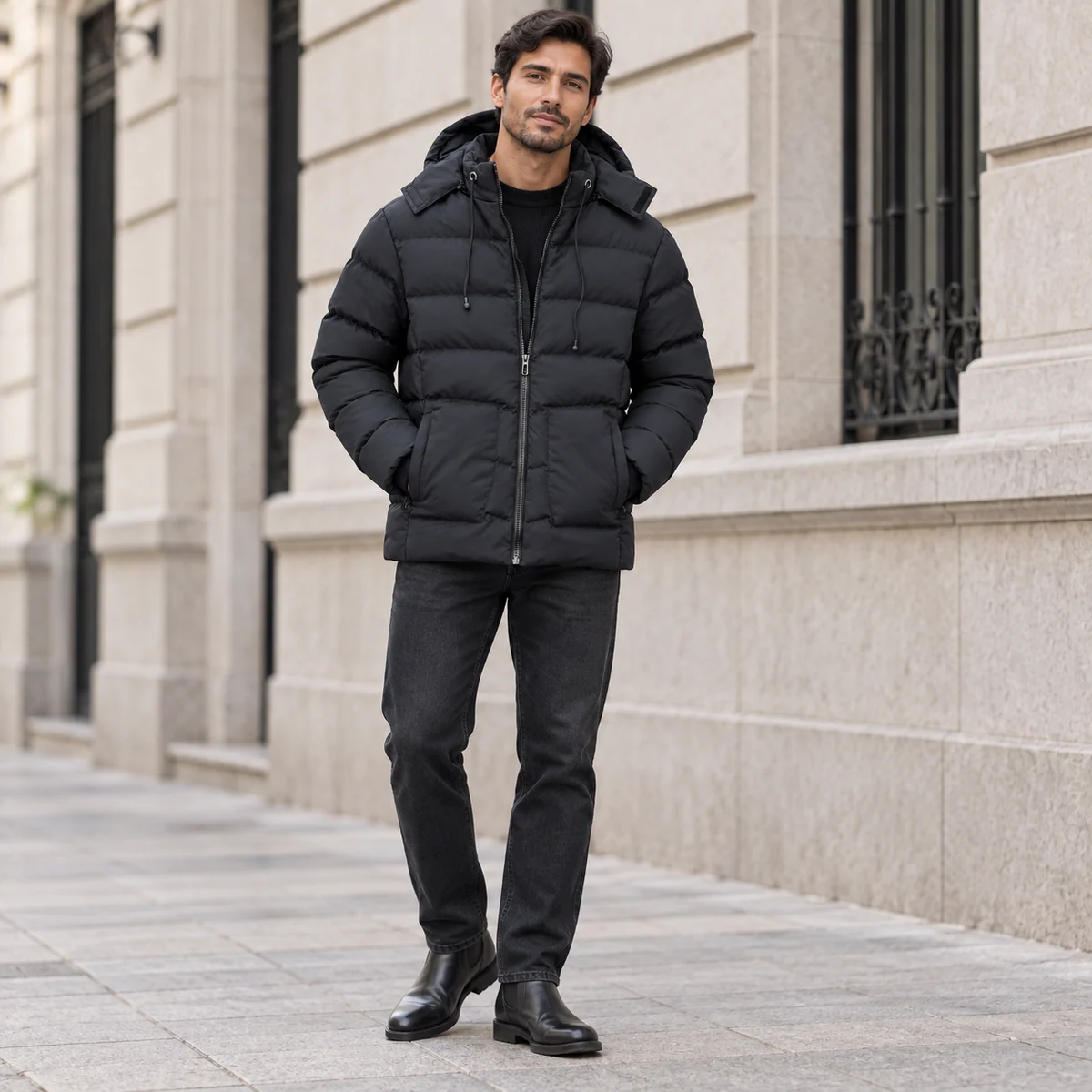 Men's Hooded Padded Jacket - AD989B
