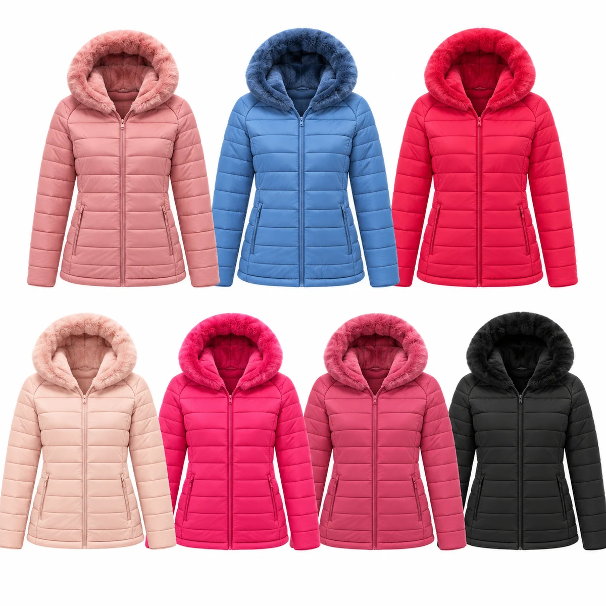 Girls' Faux Fur Hooded Padded Jacket - AL18P, style AL18P