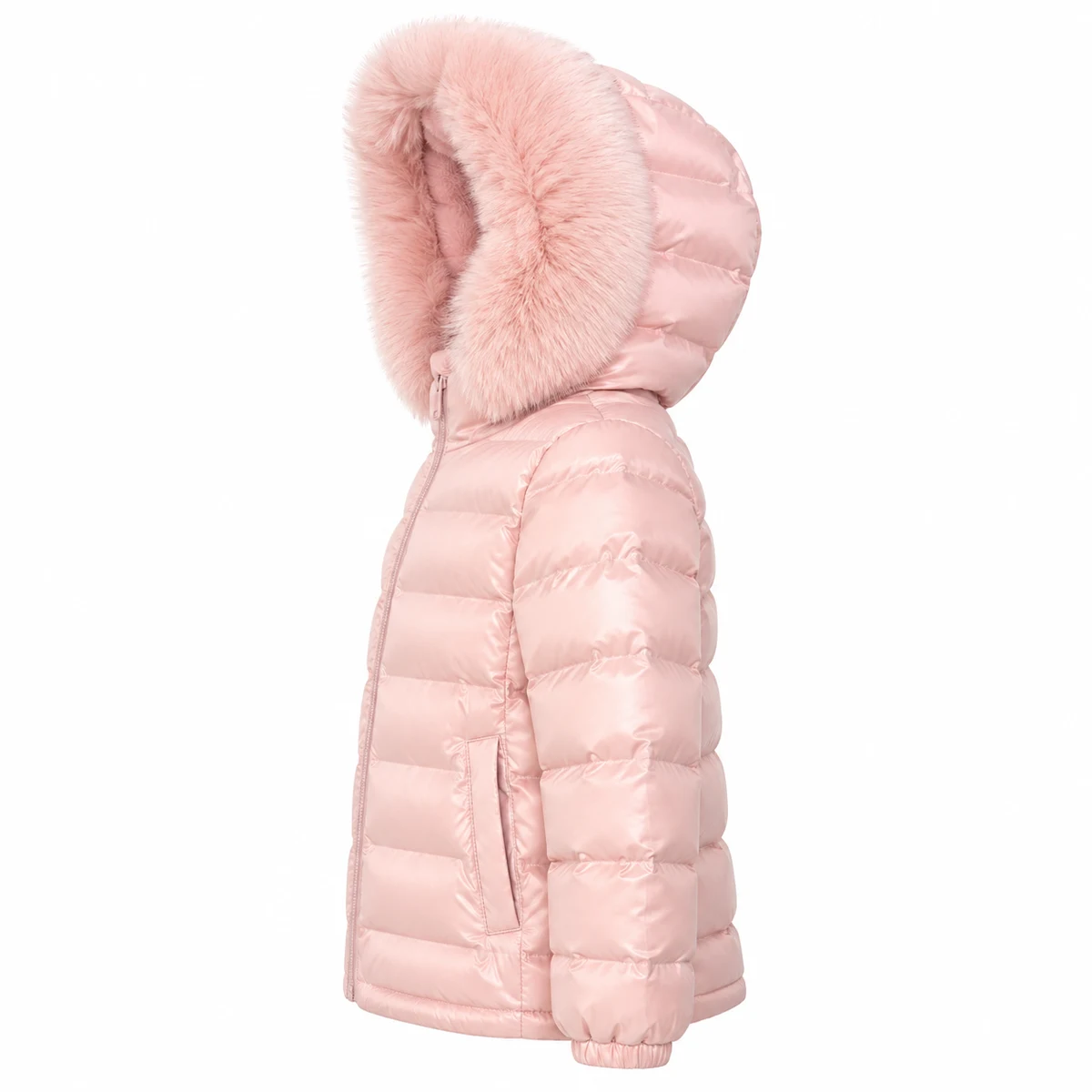 Girls' Faux Fur Hooded Padded Jacket - B256