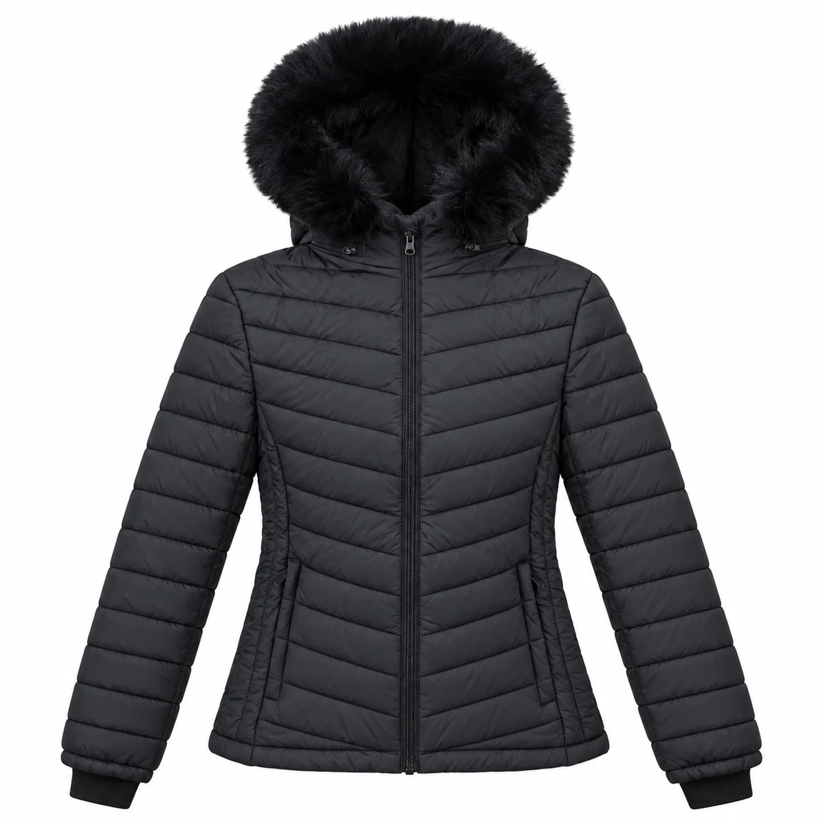 Women's Faux Fur Hooded Padded Jacket - DS17A