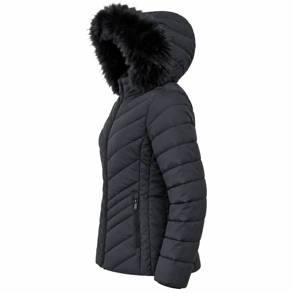 Women's Faux Fur Hooded Padded Jacket - DS26