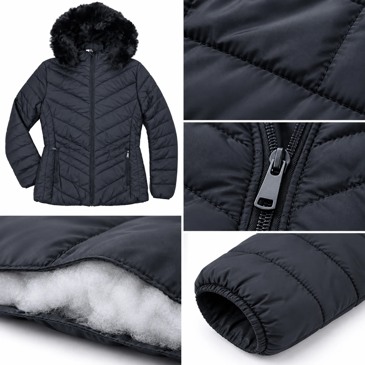 Women's Faux Fur Hooded Padded Jacket - DS26