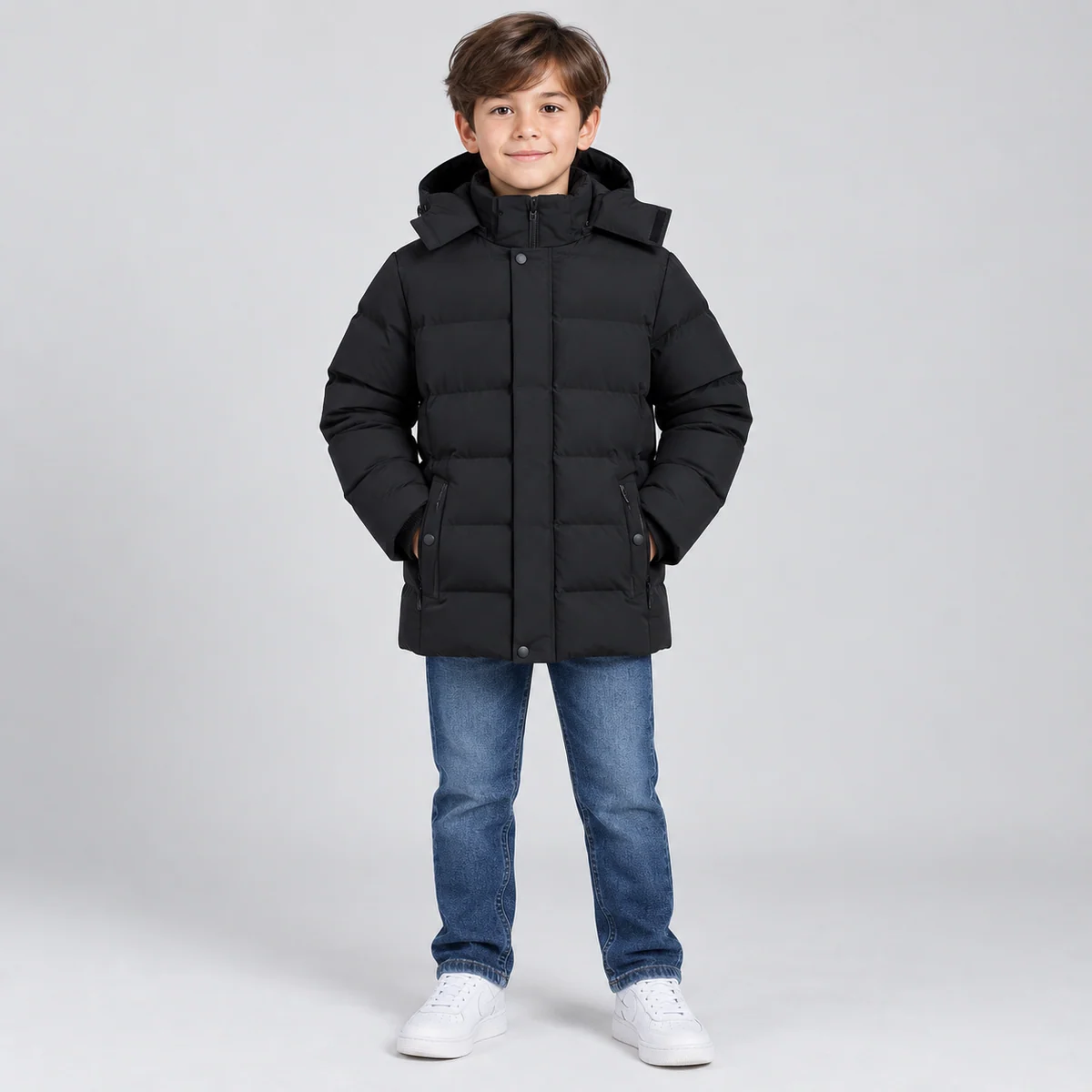 Men's Hooded Storm-Placket Padded Jacket - HL249