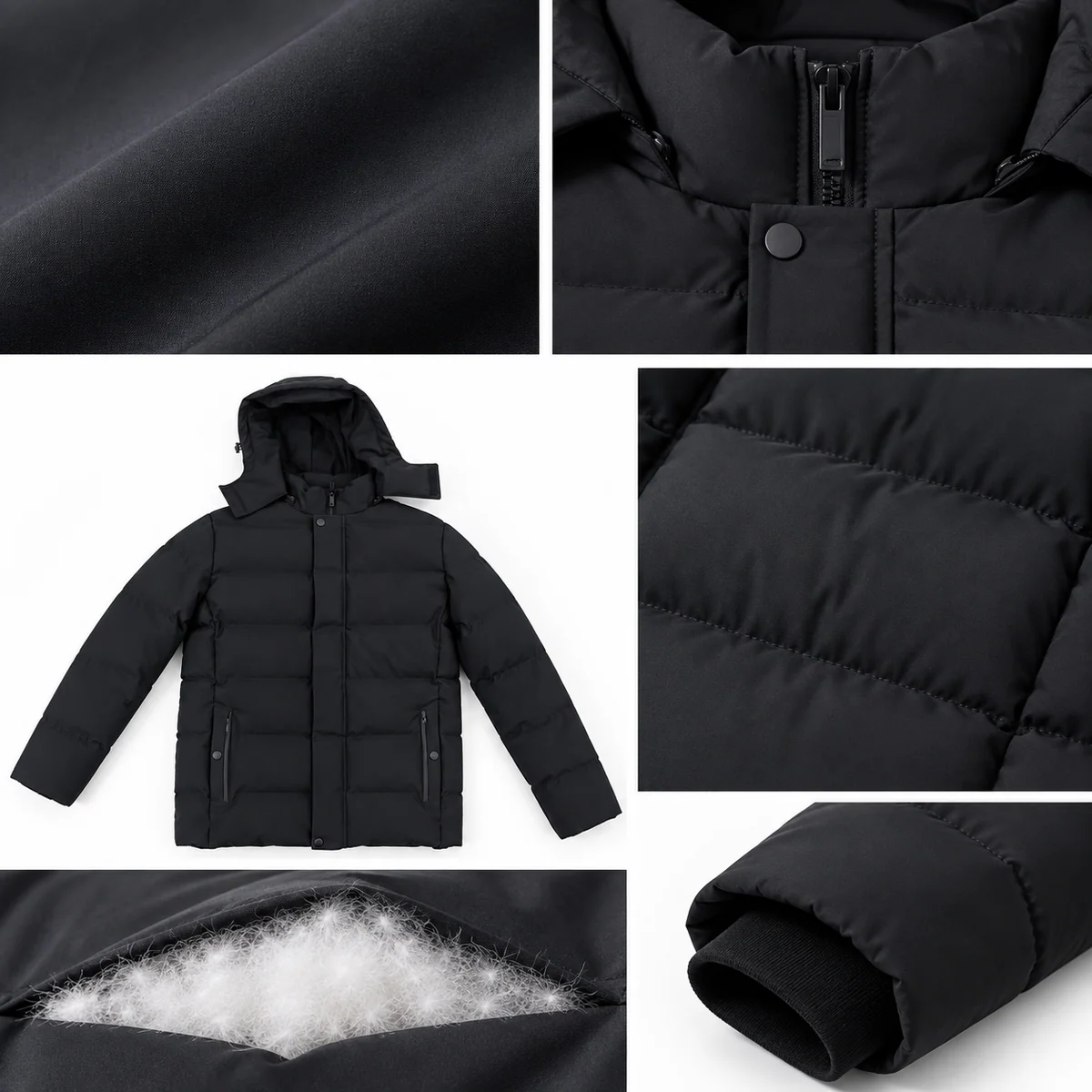 Men's Hooded Storm-Placket Padded Jacket - HL249