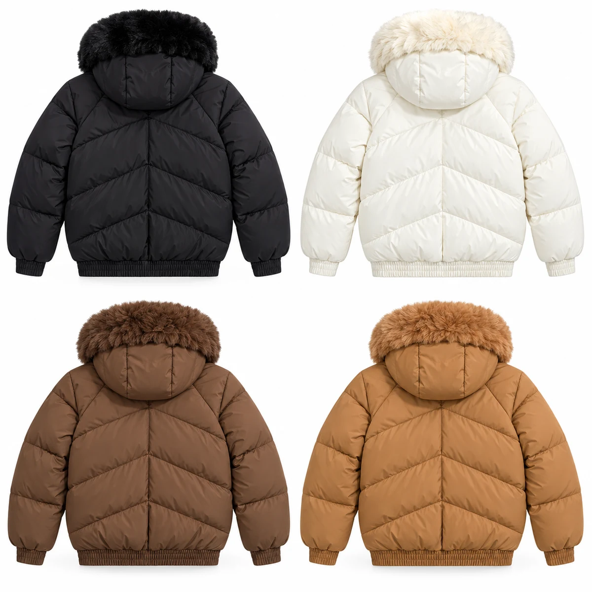 Women's Faux Fur Hooded Padded Jacket - JF56F