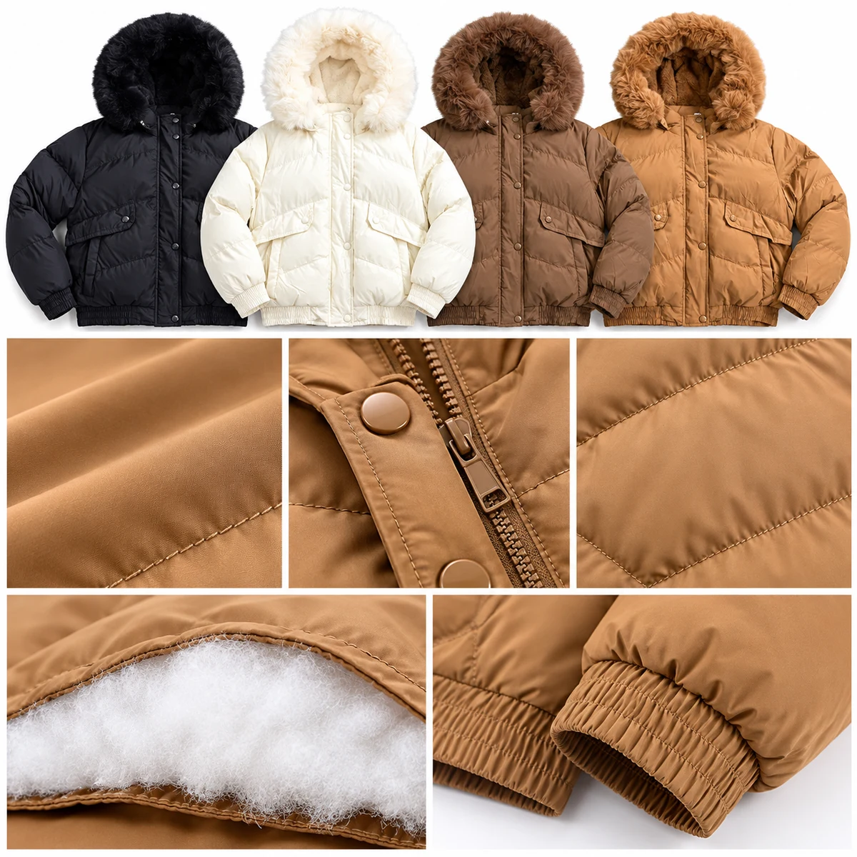 Women's Faux Fur Hooded Padded Jacket - JF56F