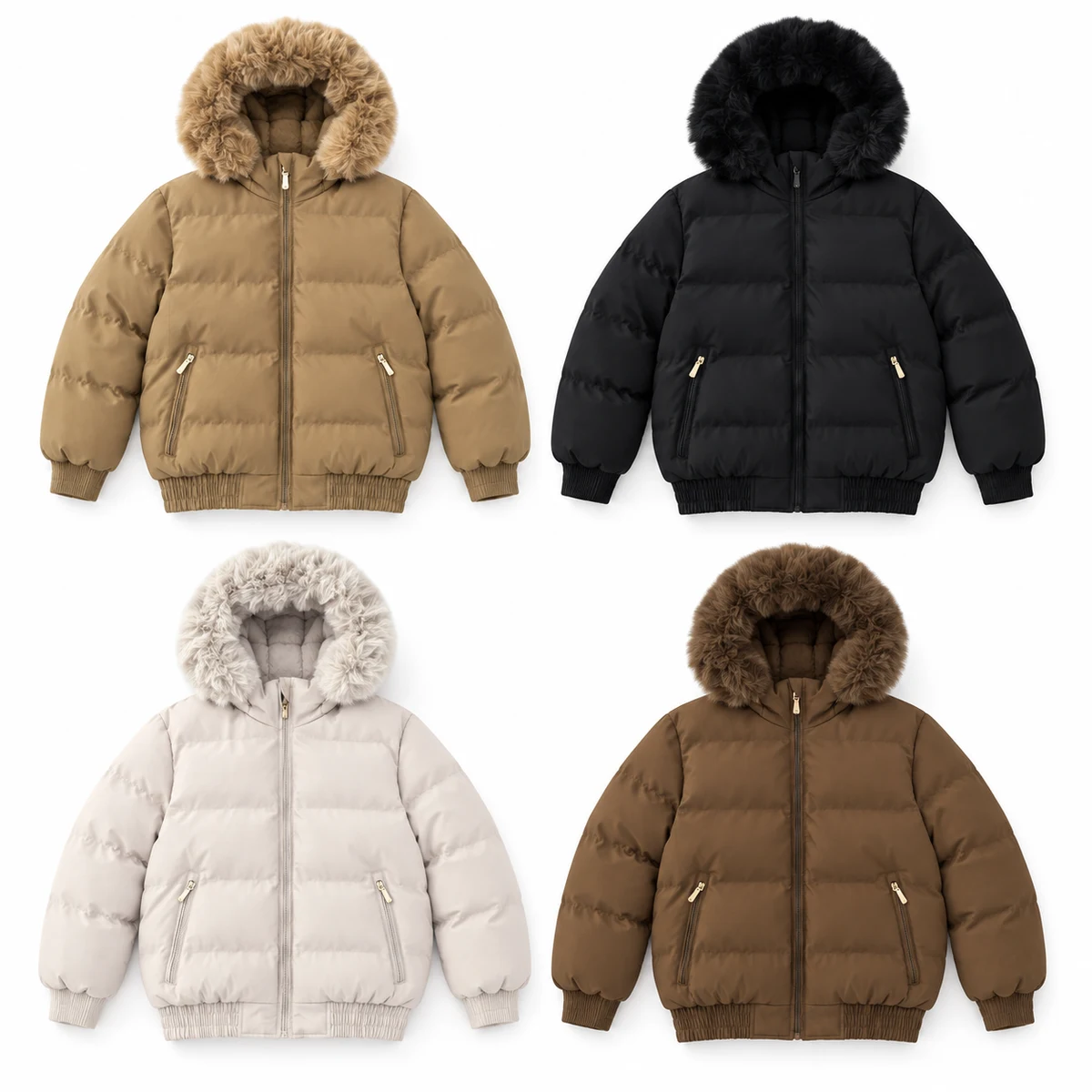 Women's Faux Fur Hooded Padded Jacket - JF57A